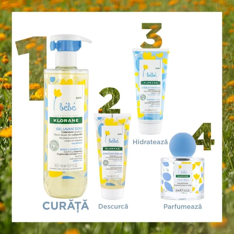 Gel spumant pentru par si corp, 500 ml, Klorane Bebe