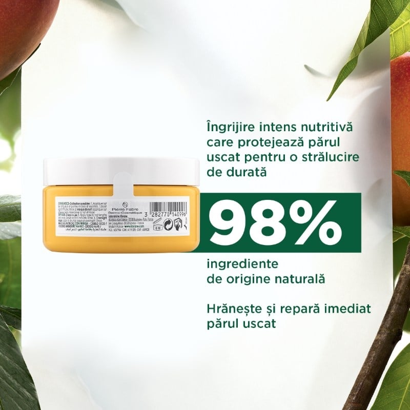 Masca par nutritiva cu extract de mango, 150ml, Klorane Masca par nutritiva cu extract de mango, 150ml, Klorane