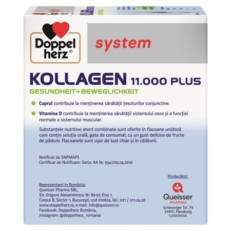 Kollagen 11.000 Plus System, 36 flacoane unidoza, Doppelherz Kollagen 11.000 Plus System, 36 flacoane unidoza, Doppelherz