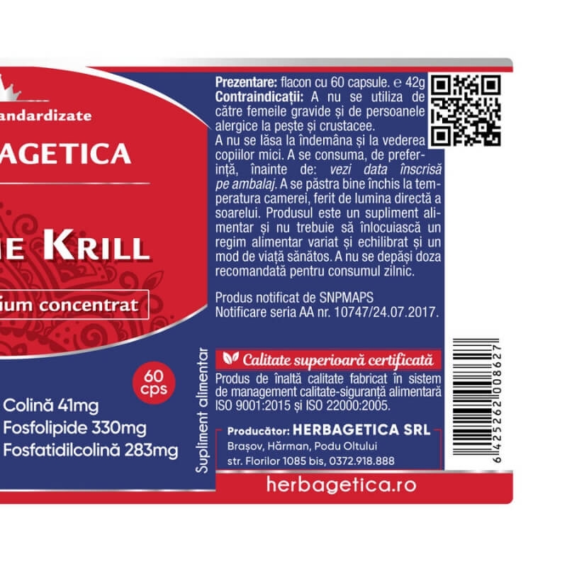 Supreme Krill Omega 3 Forte, 60 capsule, Herbagetica Supreme Krill Omega 3 Forte, 60 capsule, Herbagetica