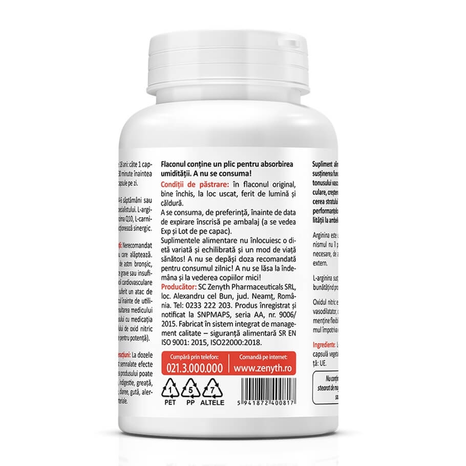 L-Arginine 800 mg, 60 capsule, Zenyth L-Arginine 800 mg, 60 capsule, Zenyth
