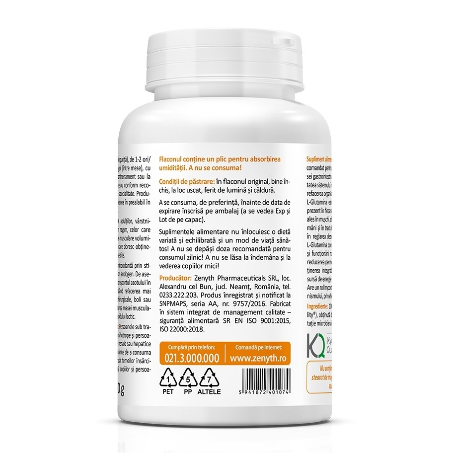 L-Glutamine pulbere, 120 g, Zenyth L-Glutamine pulbere, 120 g, Zenyth