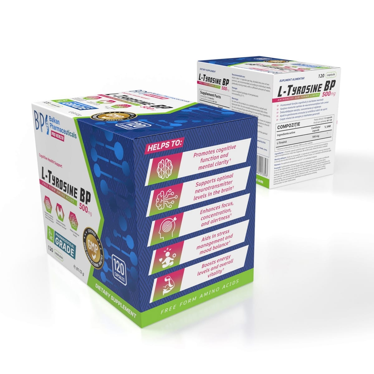 L-Tirozina 500 mg, 120 capsule, Balkan Pharmaceuticals L-Tirozina 500 mg, 120 capsule, Balkan Pharmaceuticals