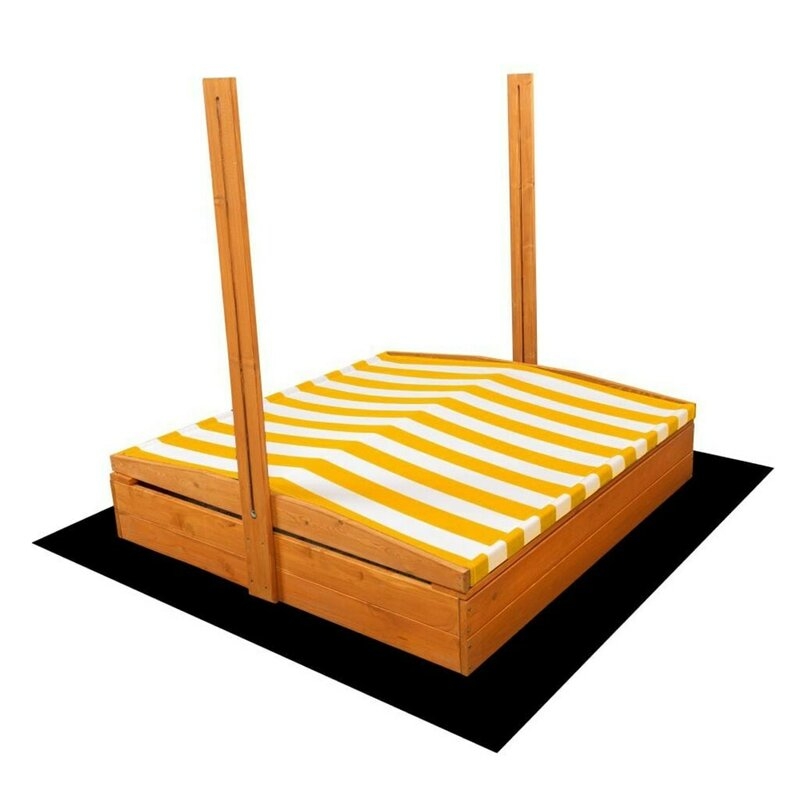 Lada de nisip, New Baby, Cu acoperis, Cu coborare completa a acoperisului, 120 x 120 x 120 cm, Yellow-White Lada de nisip, New Baby, Cu acoperis, Cu coborare completa a acoperisului, 120 x 120 x 120 cm, Yellow-White