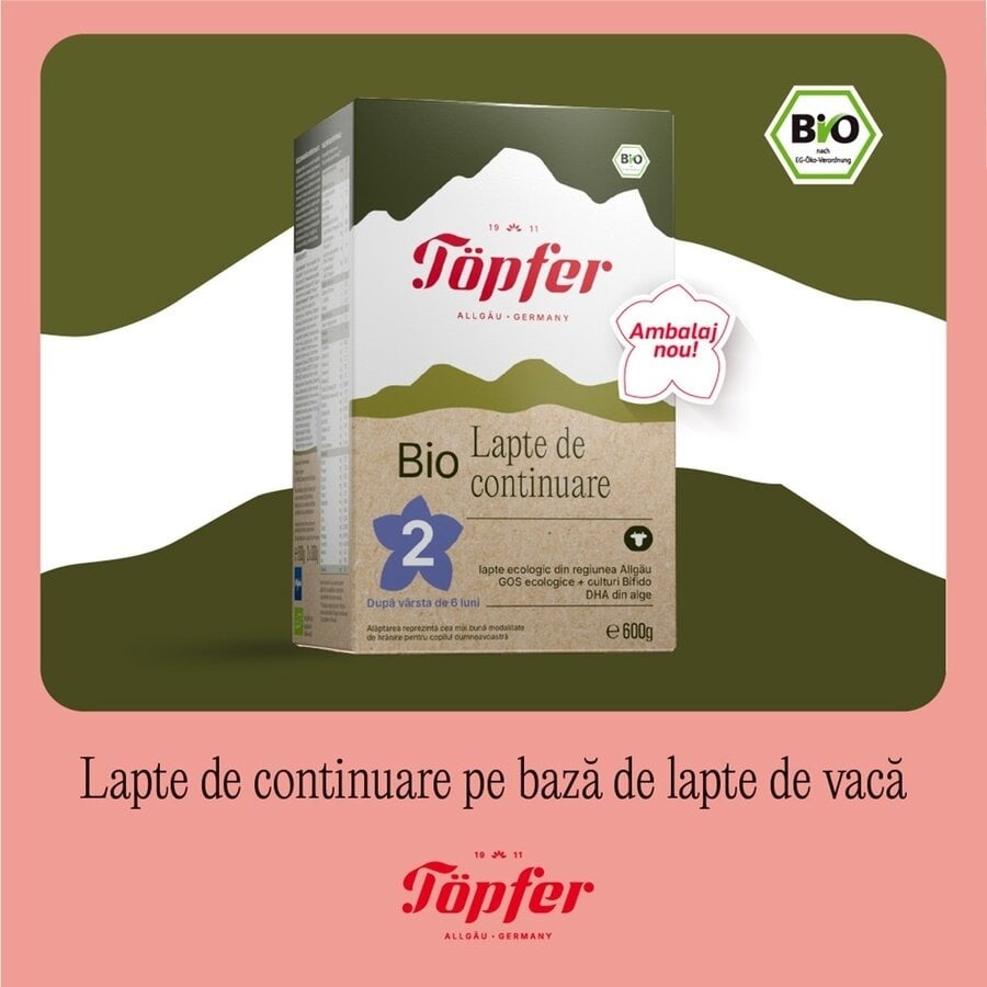 Lactana Bio 2 formula pentru alimentatia artificiala, 600g, Topfer Lactana Bio 2 formula pentru alimentatia artificiala, 600g, Topfer