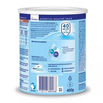 Lapte praf de inceput Aptamil fara lactoza, 0-6 luni, 400g, Nutricia Lapte praf de inceput Aptamil fara lactoza, 0-6 luni, 400g, Nutricia