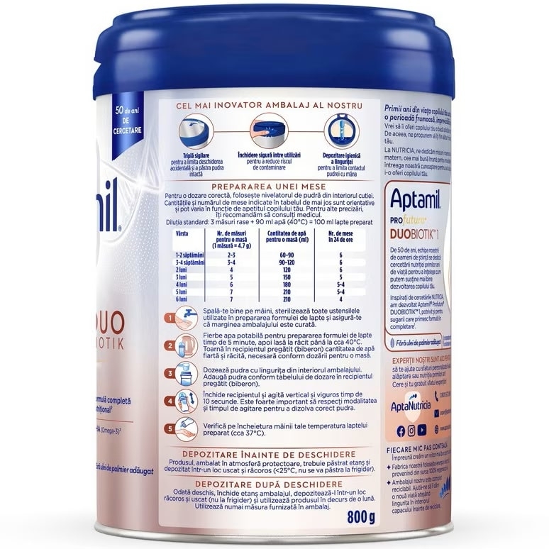 Lapte praf ProFutura 1 DuoBiotik, 0 - 6 luni, 800 g, Aptamil Lapte praf ProFutura 1 DuoBiotik, 0 - 6 luni, 800 g, Aptamil