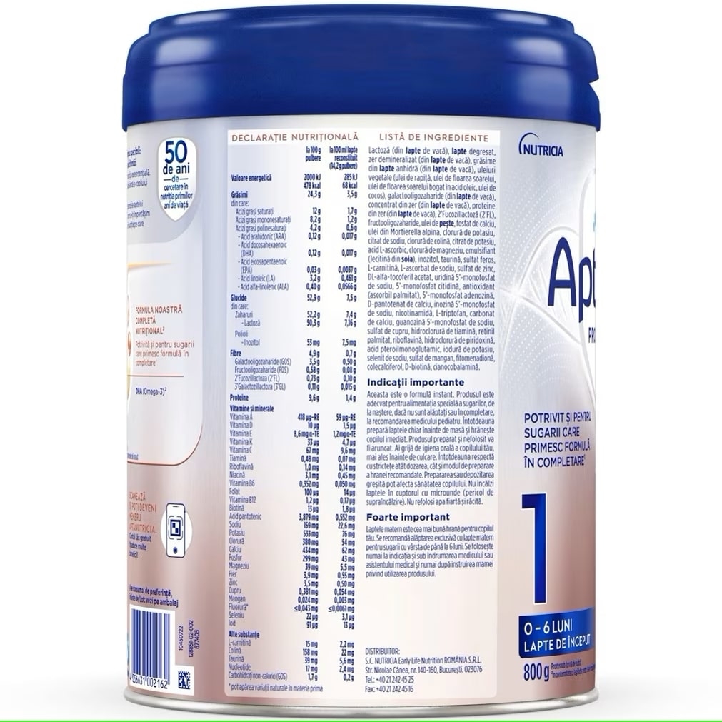 Lapte praf ProFutura 1 DuoBiotik, 0 - 6 luni, 800 g, Aptamil Lapte praf ProFutura 1 DuoBiotik, 0 - 6 luni, 800 g, Aptamil