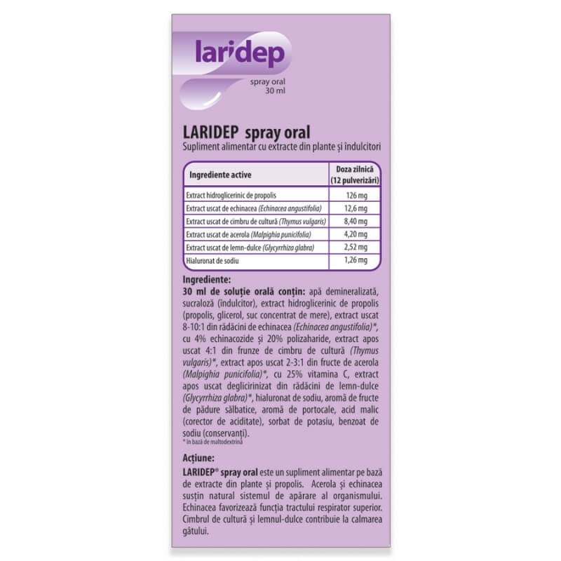 Spray oral Laridep, 30 ml, Dr. Phyto Spray oral Laridep, 30 ml, Dr. Phyto