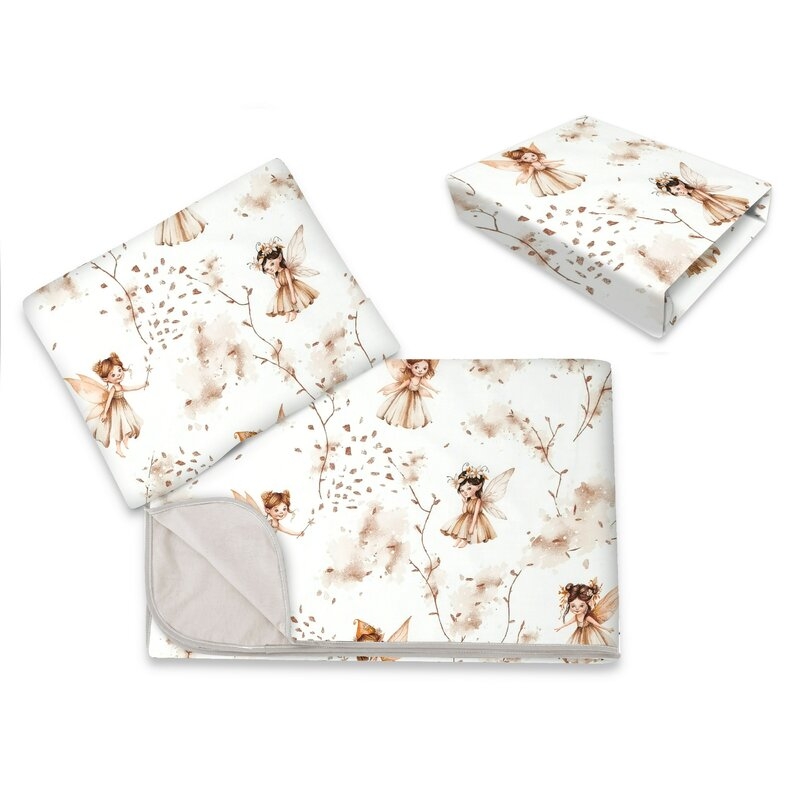 Lenjerie patut cu 3 piese, MimiNu, Cu cearceaf 120x60 cm, Din bumbac certificat Oeko Tex Standard 100, Cu paturica si pernuta, Fairy Lenjerie patut cu 3 piese, MimiNu, Cu cearceaf 120x60 cm, Din bumbac certificat Oeko Tex Standard 100, Cu paturica si pernuta, Fairy