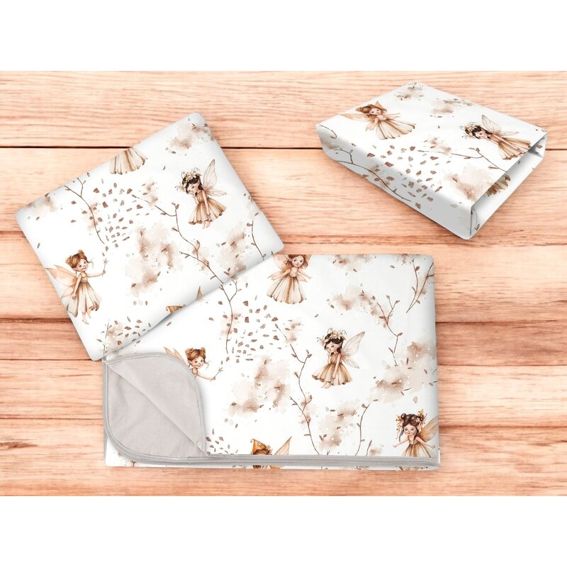 Lenjerie patut cu 3 piese, MimiNu, Cu cearceaf 120x60 cm, Din bumbac certificat Oeko Tex Standard 100, Cu paturica si pernuta, Fairy Lenjerie patut cu 3 piese, MimiNu, Cu cearceaf 120x60 cm, Din bumbac certificat Oeko Tex Standard 100, Cu paturica si pernuta, Fairy