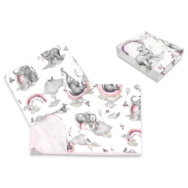 Lenjerie pat junior cu 3 piese, Qmini, Cu cearceaf 160x80 cm, Din bumbac certificat Oeko Tex Standard 100, Cu paturica si pernuta, Elephants on Rainbow Pink Lenjerie pat junior cu 3 piese, Qmini, Cu cearceaf 160x80 cm, Din bumbac certificat Oeko Tex Standard 100, Cu paturica si pernuta, Elephants on Rainbow Pink