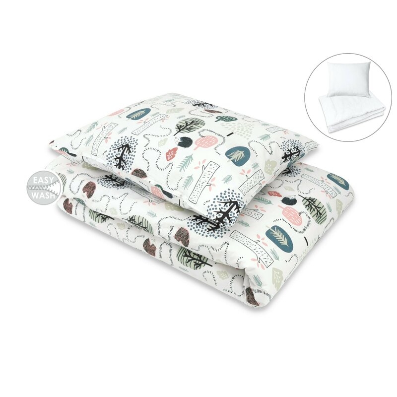 Lenjerie pat junior cu 4 piese, Qmini, Din bumbac certificat Oeko Tex Standard 100, 160 x 100 cm, Hedgehog Lenjerie pat junior cu 4 piese, Qmini, Din bumbac certificat Oeko Tex Standard 100, 160 x 100 cm, Hedgehog
