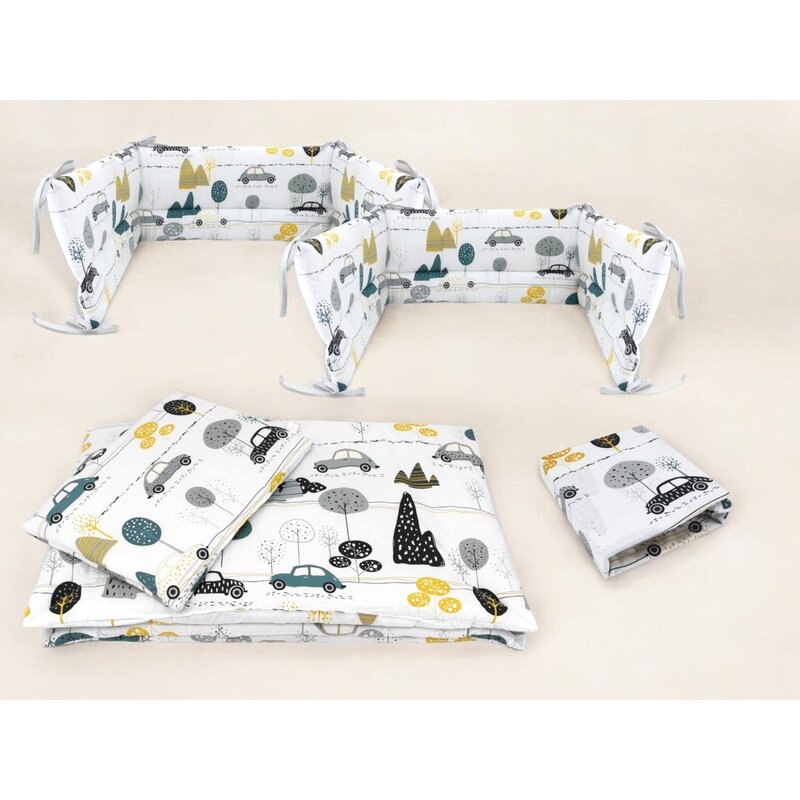 Lenjerie patut cu 5 piese, MimiNu, Cu cearceaf 120x60 cm, Pilota, Pernuta, 2 aparatori, Din bumbac certificat Oeko Tex Standard 100, Childrens Journey Grey Lenjerie patut cu 5 piese, MimiNu, Cu cearceaf 120x60 cm, Pilota, Pernuta, 2 aparatori, Din bumbac certificat Oeko Tex Standard 100, Childrens Journey Grey