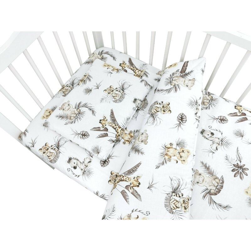 Lenjerie patut cu 3 piese, MimiNu, Cu cearceaf 120x60 cm, Pilota, Pernuta, Din bumbac certificat Oeko Tex Standard 100, Savanna Lenjerie patut cu 3 piese, MimiNu, Cu cearceaf 120x60 cm, Pilota, Pernuta, Din bumbac certificat Oeko Tex Standard 100, Savanna
