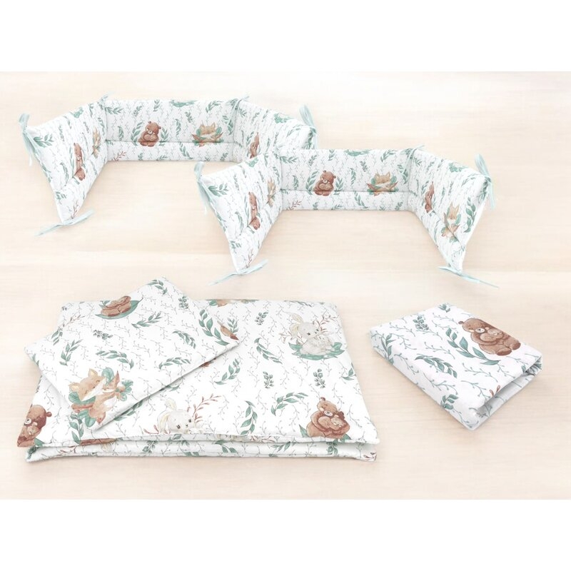 Lenjerie patut cu 5 piese, MimiNu, Cu cearceaf 120x60 cm, Pilota, Pernuta, 2 aparatori, Din bumbac certificat Oeko Tex Standard 100, Lulu Natural Lenjerie patut cu 5 piese, MimiNu, Cu cearceaf 120x60 cm, Pilota, Pernuta, 2 aparatori, Din bumbac certificat Oeko Tex Standard 100, Lulu Natural