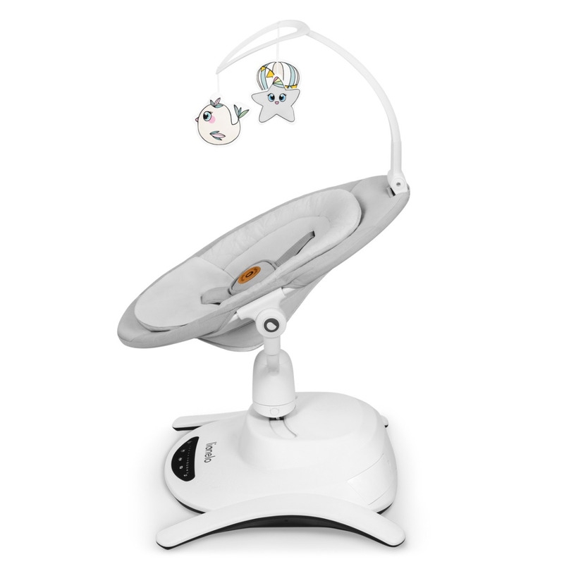 Lionelo - Balansoar multifunctional Bella, Electric, Scaun reglabil, Ecran tactil si telecomanda, 6 miscari unice, 5 viteze, Cu melodii, Gri
