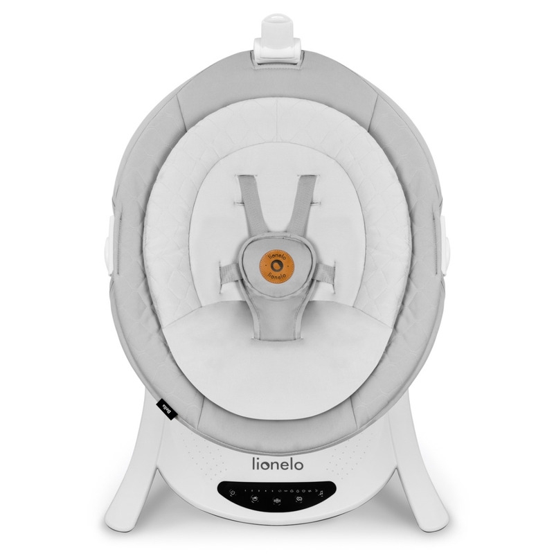 Lionelo - Balansoar multifunctional Bella, Electric, Scaun reglabil, Ecran tactil si telecomanda, 6 miscari unice, 5 viteze, Cu melodii, Gri