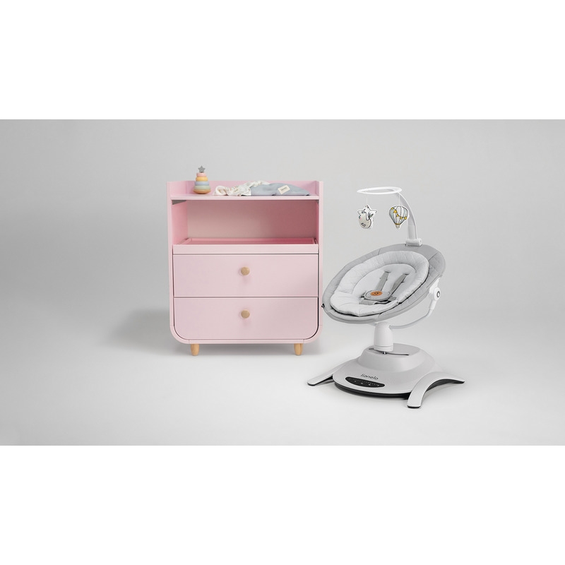 Lionelo - Balansoar multifunctional Bella, Electric, Scaun reglabil, Ecran tactil si telecomanda, 6 miscari unice, 5 viteze, Cu melodii, Gri