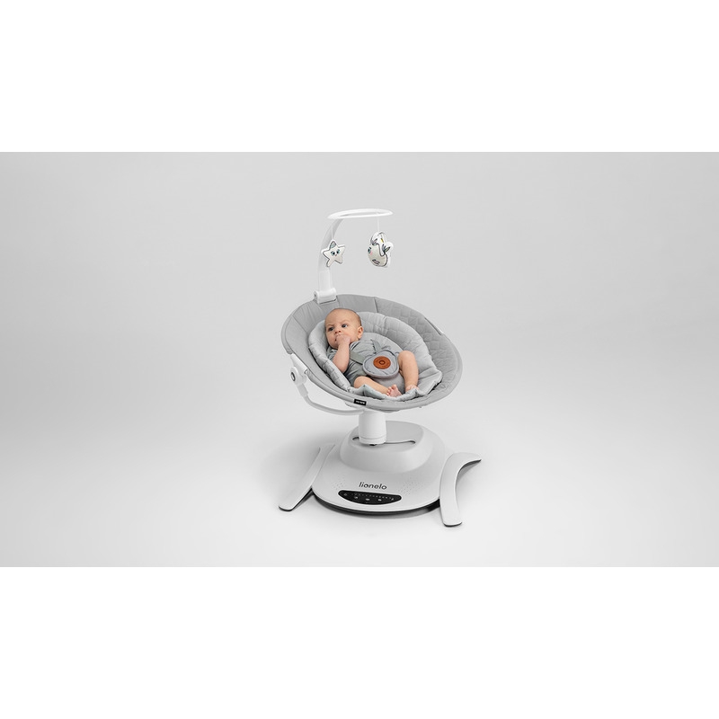 Lionelo - Balansoar multifunctional Bella, Electric, Scaun reglabil, Ecran tactil si telecomanda, 6 miscari unice, 5 viteze, Cu melodii, Gri