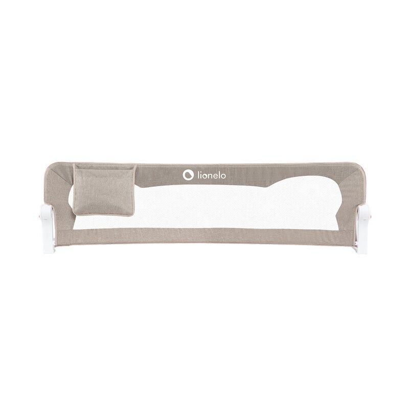 Protectie laterala pat, Lionelo, Eva, Cu buzunar accesorii, 150x35 cm, Conform cu standardul european de securitate BS7072, Bej