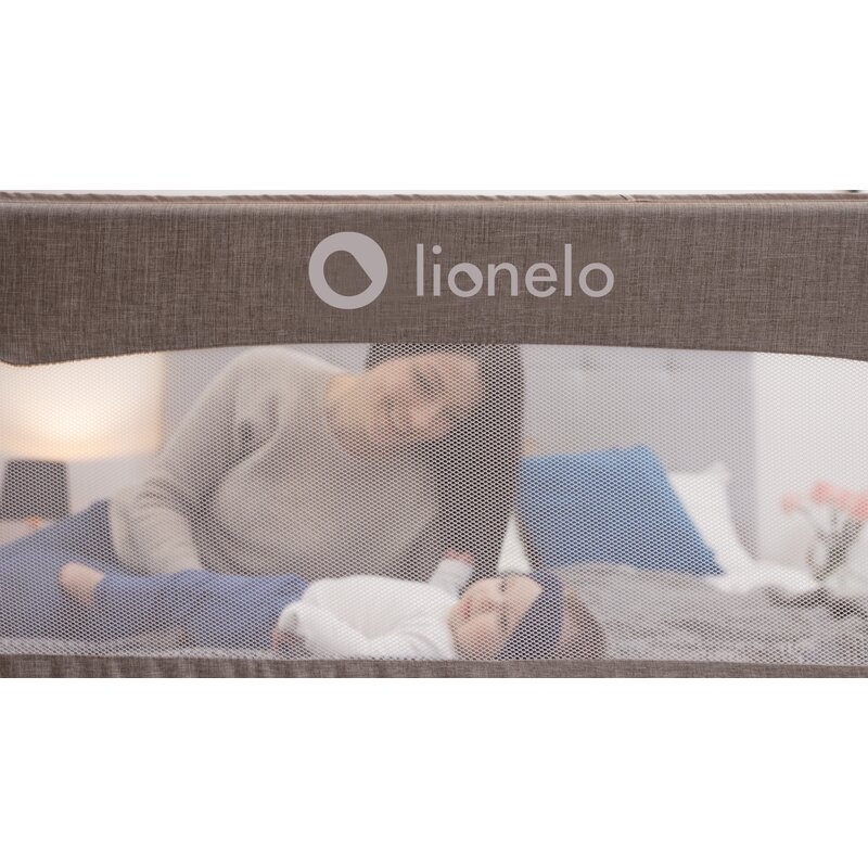 Protectie laterala pat, Lionelo, Eva, Cu buzunar accesorii, 150x35 cm, Conform cu standardul european de securitate BS7072, Bej