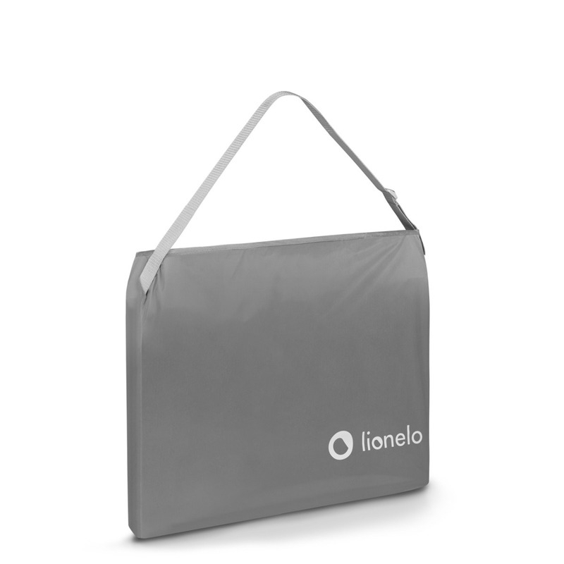 Lionelo - Bariera de protectie pentru pat Lora, Pliabila, Sistem de blocare StandSafe, Geanta de transport inclusa, 105 x 45 cm, Gri