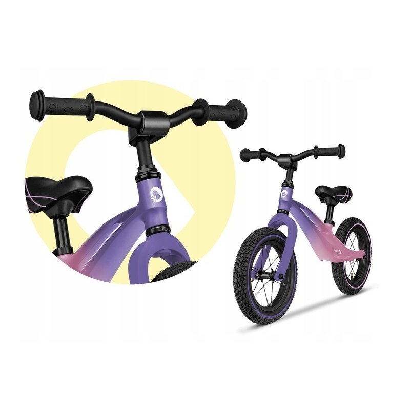 Lionelo - Bicicleta cu roti gonflabile, cu cadru din magneziu, fara pedale, 12 \'\', Bart Air , Pink Violet Lionelo - Bicicleta cu roti gonflabile, cu cadru din magneziu, fara pedale, 12 \'\', Bart Air , Pink Violet
