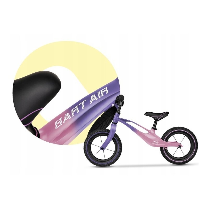 Lionelo - Bicicleta cu roti gonflabile, cu cadru din magneziu, fara pedale, 12 \'\', Bart Air , Pink Violet Lionelo - Bicicleta cu roti gonflabile, cu cadru din magneziu, fara pedale, 12 \'\', Bart Air , Pink Violet