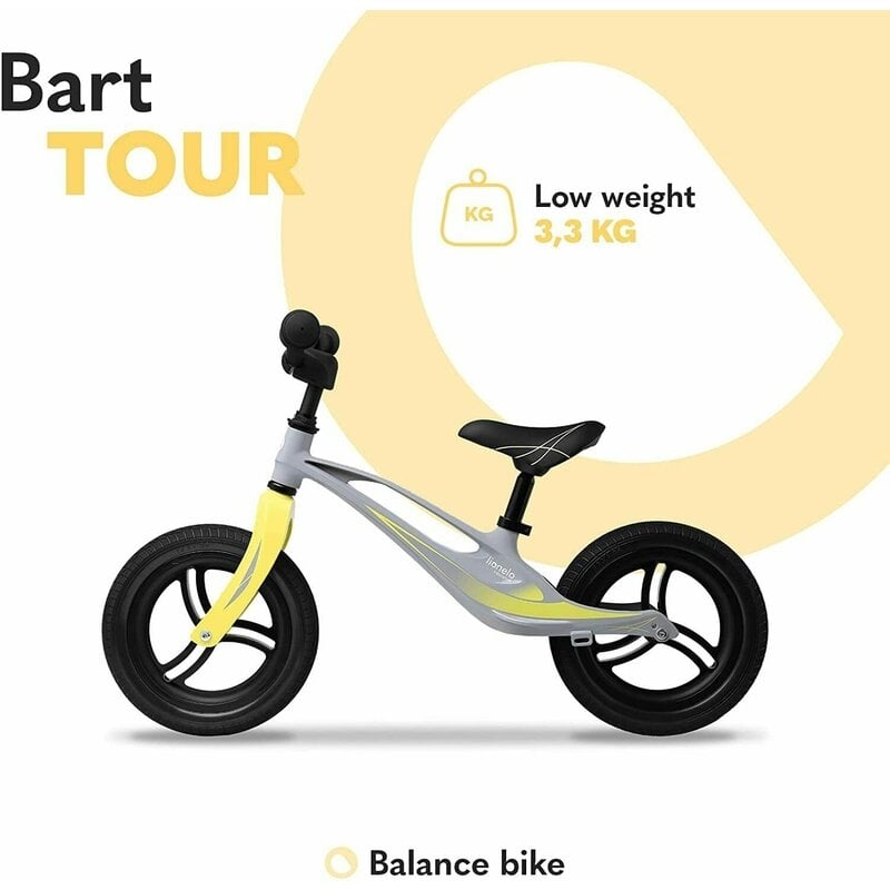 Lionelo - Bicicleta fara pedale, cu cadru din magneziu, Bart Tour, 12 \'\', Grey Stone Lionelo - Bicicleta fara pedale, cu cadru din magneziu, Bart Tour, 12 \'\', Grey Stone