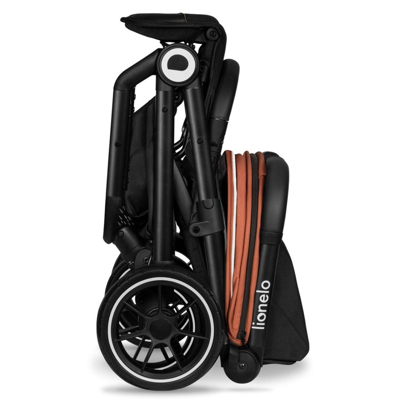 Lionelo - Carucior sport Cloe, De la nastere, Cu accesorii, Cadru din aluminiu, 0-22 kg, Usor, Pliabil cu o singura mana, Ideal pentru toate tipurile de suprafete, Maro
