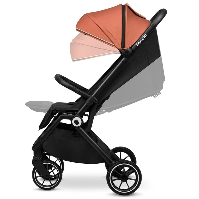 Lionelo - Carucior sport Cloe, De la nastere, Cu accesorii, Cadru din aluminiu, 0-22 kg, Usor, Pliabil cu o singura mana, Ideal pentru toate tipurile de suprafete, Maro