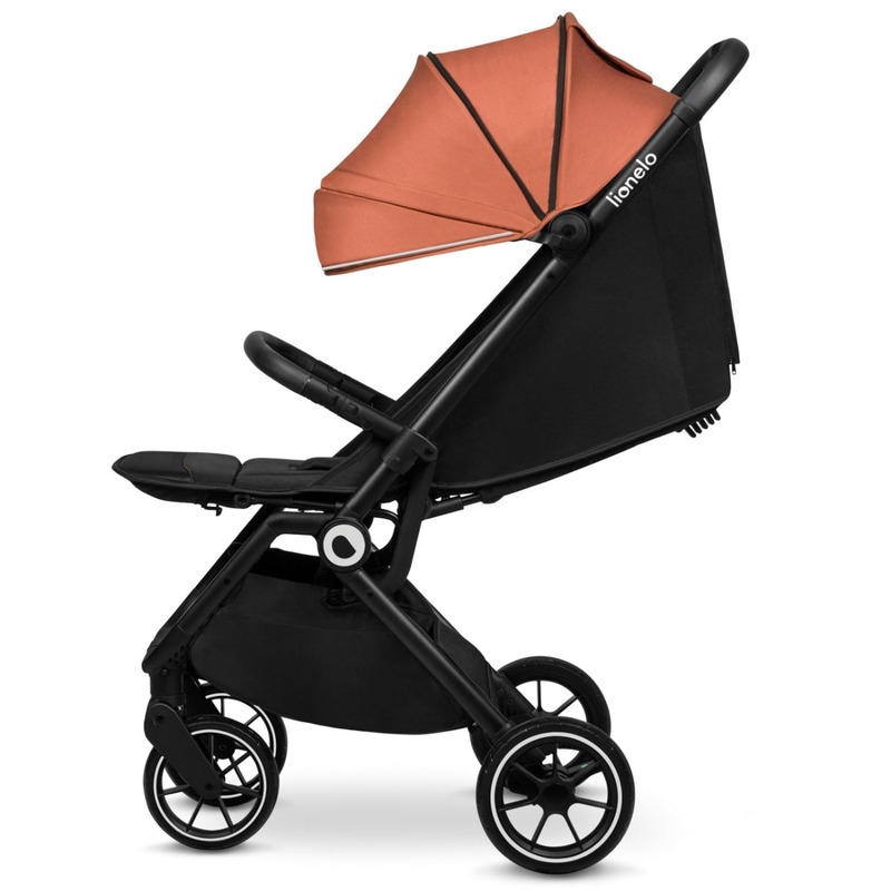 Lionelo - Carucior sport Cloe, De la nastere, Cu accesorii, Cadru din aluminiu, 0-22 kg, Usor, Pliabil cu o singura mana, Ideal pentru toate tipurile de suprafete, Maro