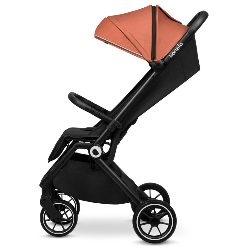 Lionelo - Carucior sport Cloe, De la nastere, Cu accesorii, Cadru din aluminiu, 0-22 kg, Usor, Pliabil cu o singura mana, Ideal pentru toate tipurile de suprafete, Maro