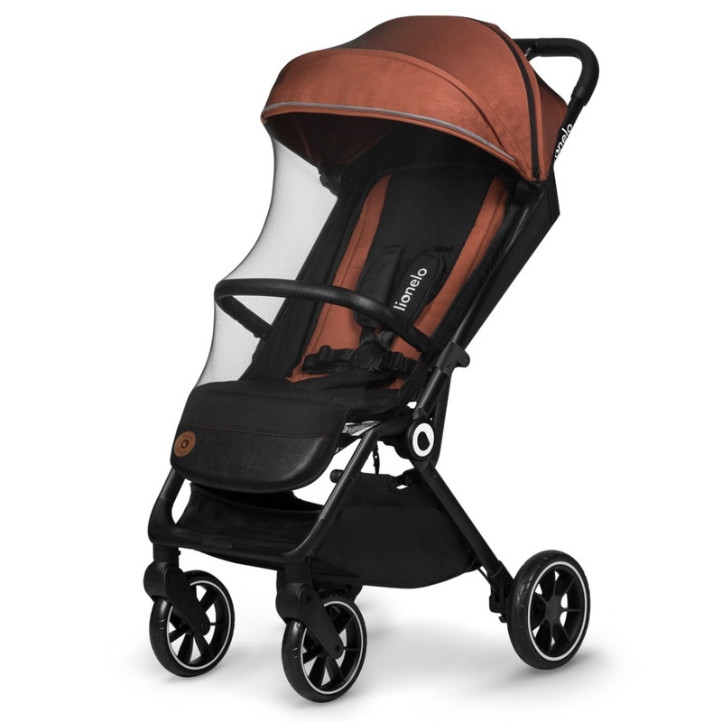 Lionelo - Carucior sport Cloe, De la nastere, Cu accesorii, Cadru din aluminiu, 0-22 kg, Usor, Pliabil cu o singura mana, Ideal pentru toate tipurile de suprafete, Maro
