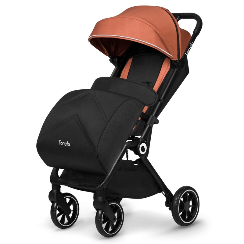 Lionelo - Carucior sport Cloe, De la nastere, Cu accesorii, Cadru din aluminiu, 0-22 kg, Usor, Pliabil cu o singura mana, Ideal pentru toate tipurile de suprafete, Maro