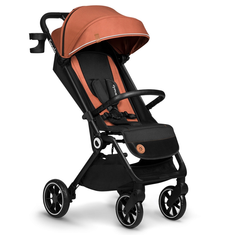Lionelo - Carucior sport Cloe, De la nastere, Cu accesorii, Cadru din aluminiu, 0-22 kg, Usor, Pliabil cu o singura mana, Ideal pentru toate tipurile de suprafete, Maro