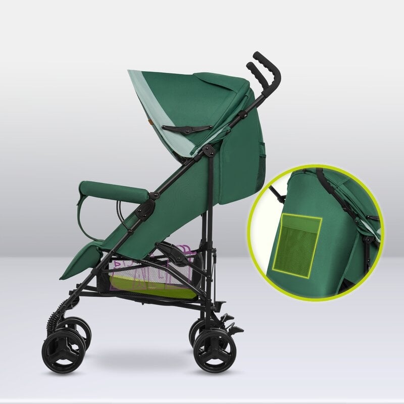 Lionelo - Carucior sport Elia, Cu husa de picioare, Cu plasa de tantari, Conform cu standardul european de securitate EN1888-1, Verde inchis Lionelo - Carucior sport Elia, Cu husa de picioare, Cu plasa de tantari, Conform cu standardul european de securitate EN1888-1, Verde inchis