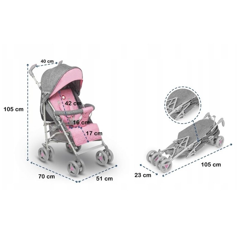 Lionelo - Carucior sport Irma, Grey/Pink Lionelo - Carucior sport Irma, Grey/Pink