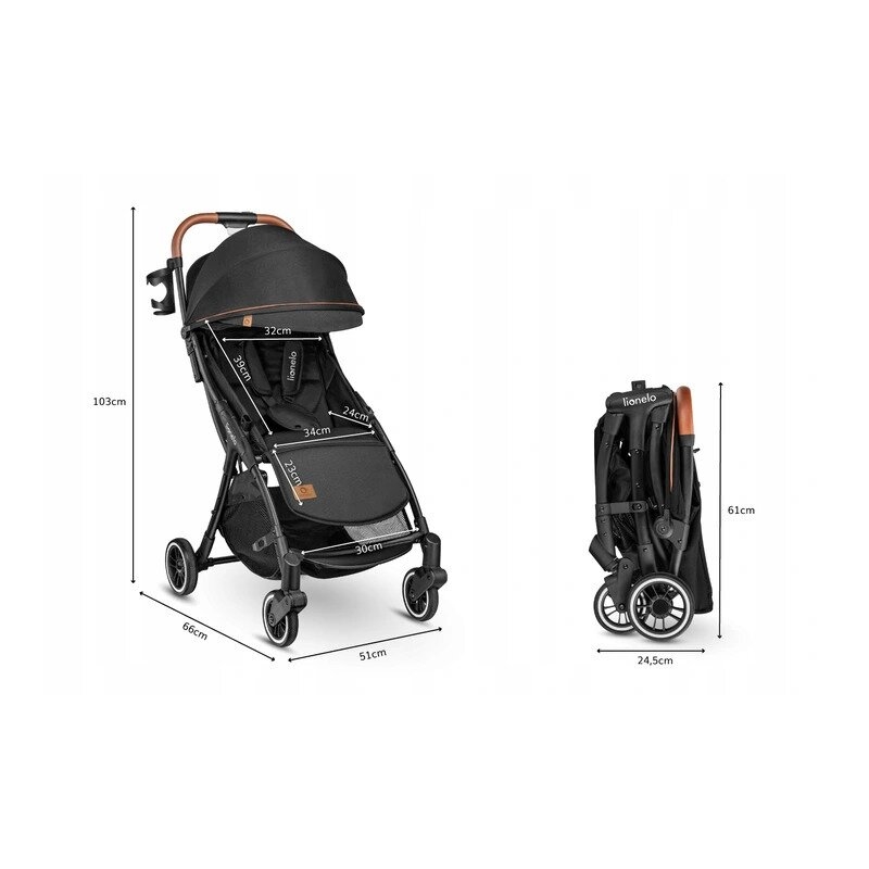 Lionelo - Carucior sport Julie One, De la nastere, Cu accesorii, Cadru din aluminiu, 0-22 kg, Negru Lionelo - Carucior sport Julie One, De la nastere, Cu accesorii, Cadru din aluminiu, 0-22 kg, Negru