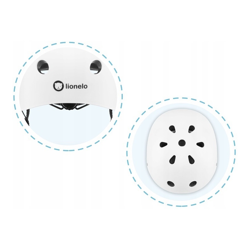 Lionelo - Casca pentru copii, Reglabila 50-56 cm, Din ABS si EPS, Conform cu standrdul EN1078, Alb Lionelo - Casca pentru copii, Reglabila 50-56 cm, Din ABS si EPS, Conform cu standrdul EN1078, Alb
