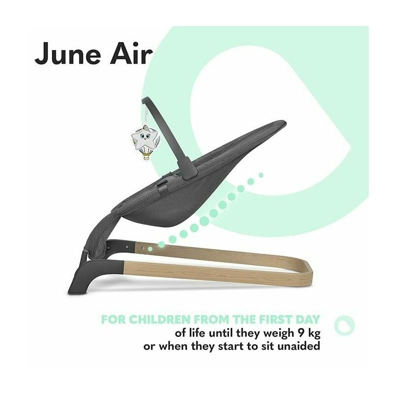 Fotoliu balansoar June AIR, Cu arcada cu jucarii, Ergonomic, Permite circulatia aerului, Balansare manuala, Pliabil, 0 luni+, Gri, Lionelo Fotoliu balansoar June AIR, Cu arcada cu jucarii, Ergonomic, Permite circulatia aerului, Balansare manuala, Pliabil, 0 luni+, Gri, Lionelo