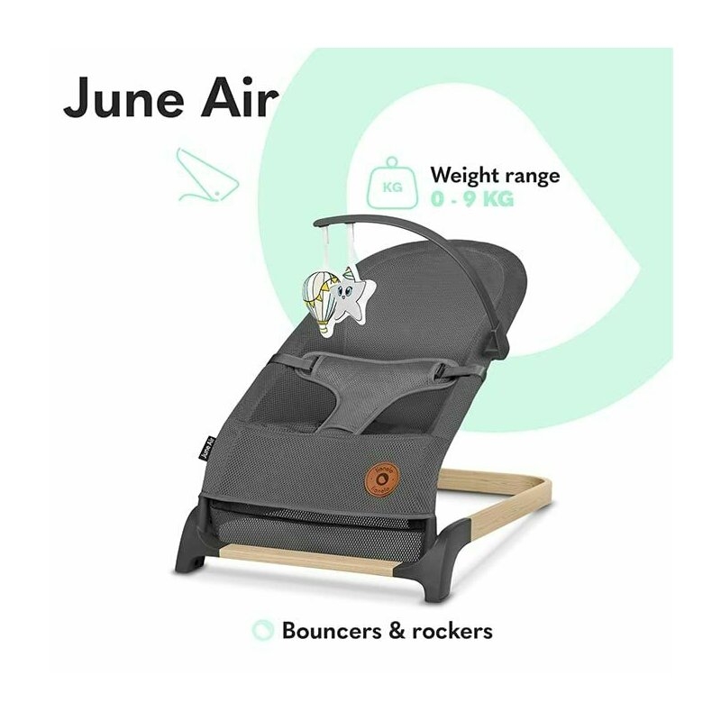 Fotoliu balansoar June AIR, Cu arcada cu jucarii, Ergonomic, Permite circulatia aerului, Balansare manuala, Pliabil, 0 luni+, Gri, Lionelo Fotoliu balansoar June AIR, Cu arcada cu jucarii, Ergonomic, Permite circulatia aerului, Balansare manuala, Pliabil, 0 luni+, Gri, Lionelo