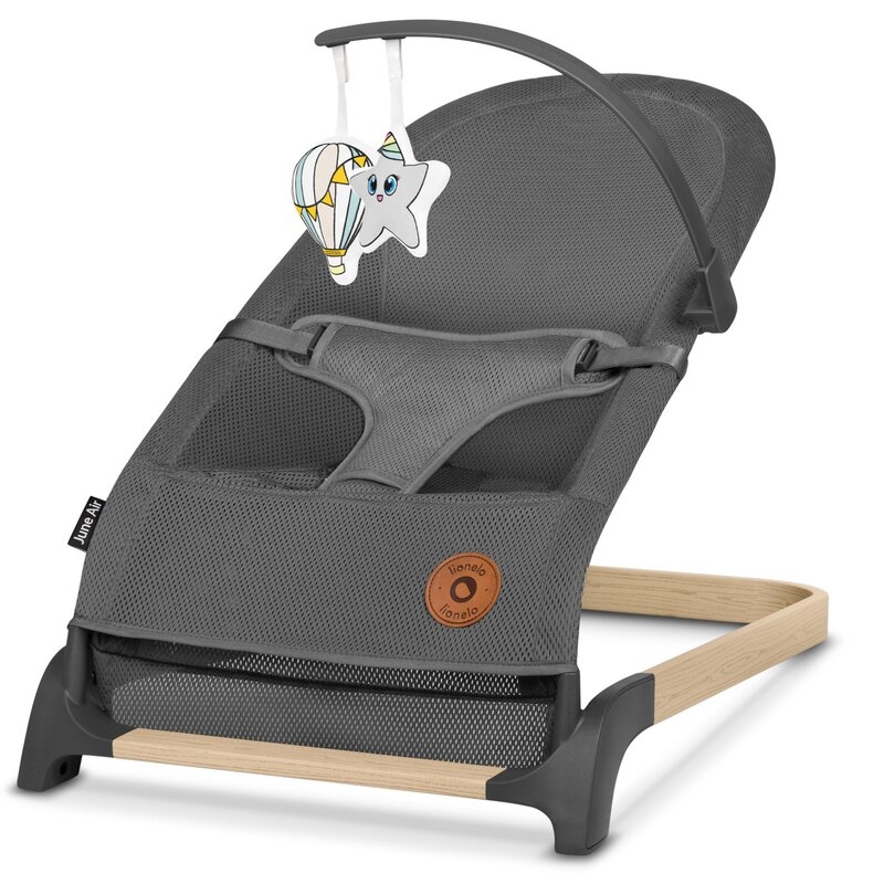 Fotoliu balansoar June AIR, Cu arcada cu jucarii, Ergonomic, Permite circulatia aerului, Balansare manuala, Pliabil, 0 luni+, Gri, Lionelo Fotoliu balansoar June AIR, Cu arcada cu jucarii, Ergonomic, Permite circulatia aerului, Balansare manuala, Pliabil, 0 luni+, Gri, Lionelo