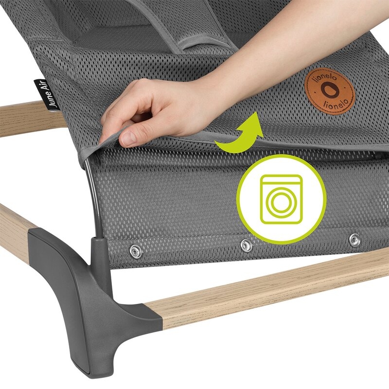 Fotoliu balansoar June AIR, Cu arcada cu jucarii, Ergonomic, Permite circulatia aerului, Balansare manuala, Pliabil, 0 luni+, Gri, Lionelo Fotoliu balansoar June AIR, Cu arcada cu jucarii, Ergonomic, Permite circulatia aerului, Balansare manuala, Pliabil, 0 luni+, Gri, Lionelo