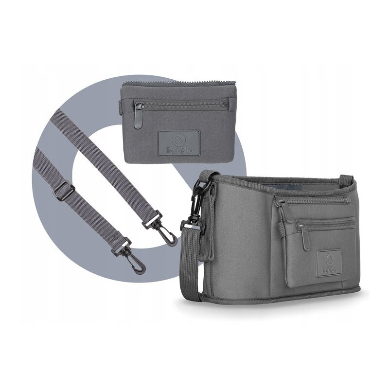 Lionelo - Geanta impermeabila pentru mamici si carucior, Little Cube, Cu 4 compartimente, Curea detasabila, Buzunar exterior detasabil, Gri Lionelo - Geanta impermeabila pentru mamici si carucior, Little Cube, Cu 4 compartimente, Curea detasabila, Buzunar exterior detasabil, Gri