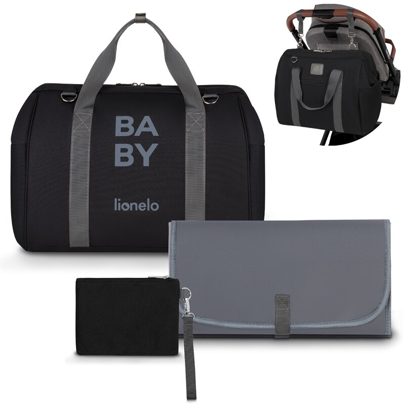 Lionelo - Geanta pentru mamici Ida Cu multiple compartimente, Negru Lionelo - Geanta pentru mamici Ida Cu multiple compartimente, Negru