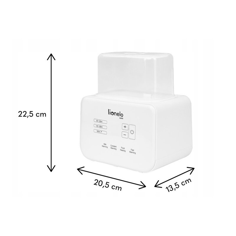 Lionelo - Incalzitor biberoane ThermUp Double, 2 biberoane, 3 - 5 min, Temperatura constanta pana la 24 h, Sterilizare, Dezghetare, Fara BPA, Alb