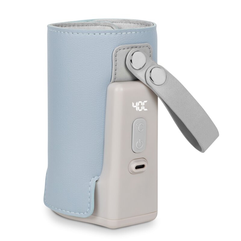 Lionelo - Incalzitor biberoane ThermUp Go Plus, Portabil, Cu aspect elegant, Temperatura constanta pana la 24 h, Incarcare USB, Albastru deschis