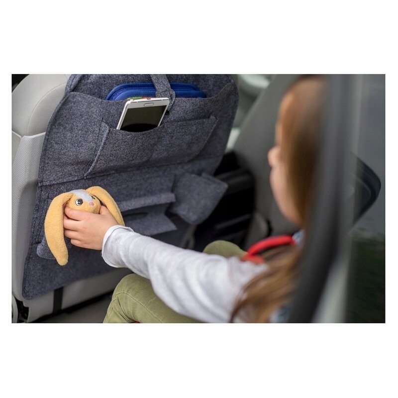 Lionelo - Organizator auto 2 in 1 si proctectie spatar auto, Cu multiple Buzunare, 70x55x40 cm, Gri Lionelo - Organizator auto 2 in 1 si proctectie spatar auto, Cu multiple Buzunare, 70x55x40 cm, Gri